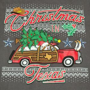 Buc-ee's LS Dark Grey Christmas Tee "Christmas In Texas" Size AM (Adult Medium)